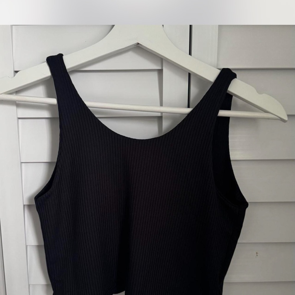 Black Crop Tank Top with Scoop Neckline